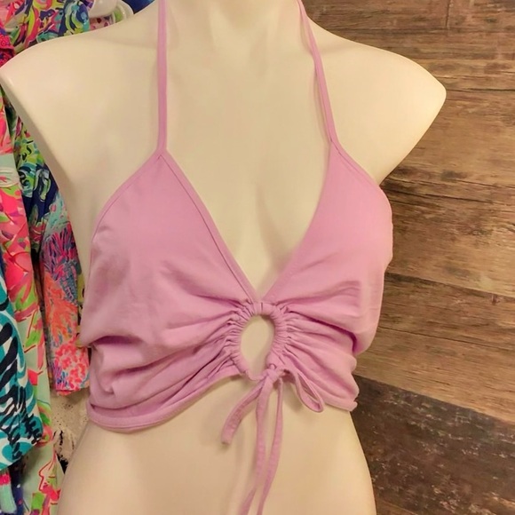American Eagle Outfitters Tops - American Eagle Outfitters Pink Halter Crop Top
